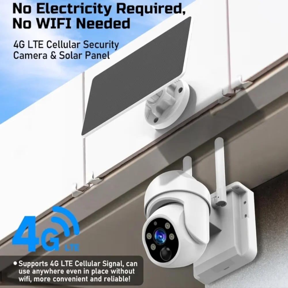 4G Cellular Security Camera & Solar Panel - White